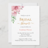 ほこりっぽいフローラエレガントミニマル金ゴールドブライダルシャワー 招待状 (正面)