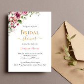 ほこりっぽいフローラ赤面ピンクエレガント金ゴールドブライダルシャワー 招待状