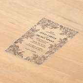 ほこりっぽいブラントオレンジ牡丹の花秋の結婚式 アクリル招待状 (レイダウン)