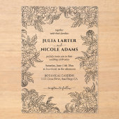 ほこりっぽいブラントオレンジ牡丹の花秋の結婚式 アクリル招待状 (正面)