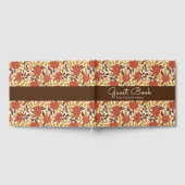 ほこりっぽいブラントオレンジ牡丹の花秋の結婚式 ゲストブック (全面)