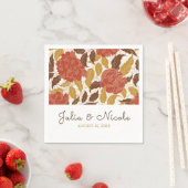 ほこりっぽいブラントオレンジ牡丹の花秋の結婚式 スタンダードカクテルナプキン (インサイチュ)