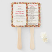 ほこりっぽいブラントオレンジ牡丹の花秋の結婚式 ハンドファン (正面&裏面)