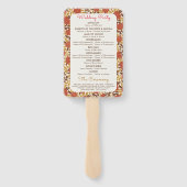 ほこりっぽいブラントオレンジ牡丹の花秋の結婚式 ハンドファン (裏面)