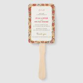 ほこりっぽいブラントオレンジ牡丹の花秋の結婚式 ハンドファン (正面)