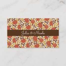 ほこりっぽいブラントオレンジ牡丹の花秋の結婚式 プレイスカード