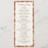 ほこりっぽいブラントオレンジ牡丹の花秋の結婚式 プログラム (裏面)