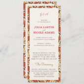 ほこりっぽいブラントオレンジ牡丹の花秋の結婚式 プログラム (正面/裏面)