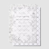 ほこりっぽいブラントオレンジ牡丹の花秋の結婚式 ベラム紙招待状 (オフセット (招待状))