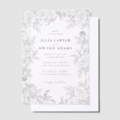 ほこりっぽいブラントオレンジ牡丹の花秋の結婚式 ベラム紙招待状 (オフセット)