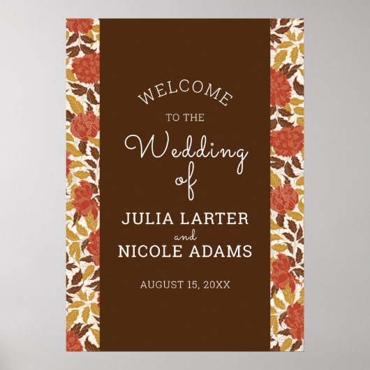 ほこりっぽいブラントオレンジ牡丹の花秋の結婚式 ポスター (正面)