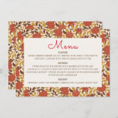 ほこりっぽいブラントオレンジ牡丹の花秋の結婚式 メニュー (正面/裏面)