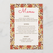 ほこりっぽいブラントオレンジ牡丹の花秋の結婚式 メニュー (正面)