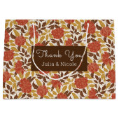 ほこりっぽいブラントオレンジ牡丹の花秋の結婚式 ラージペーパーバッグ (正面)