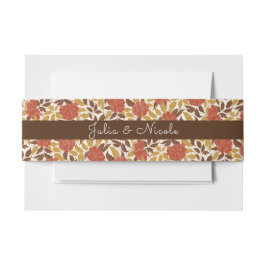 ほこりっぽいブラントオレンジ牡丹の花秋の結婚式 招待状ベリーバンド