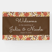 ほこりっぽいブラントオレンジ牡丹の花秋の結婚式 横断幕 (横)