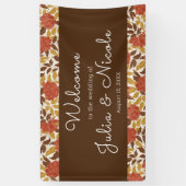 ほこりっぽいブラントオレンジ牡丹の花秋の結婚式 横断幕 (縦)