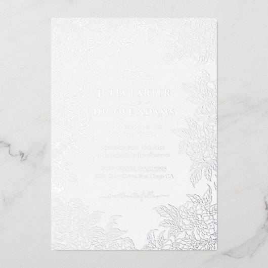 ほこりっぽいブラントオレンジ牡丹の花秋の結婚式 箔招待状 (正面)