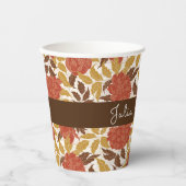 ほこりっぽいブラントオレンジ牡丹の花秋の結婚式 紙コップ (正面)