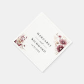 ほこりっぽいブルゴーニュ山花結婚フローラ スタンダードカクテルナプキン (角)