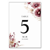 ほこりっぽいブルゴーニュ山花結婚フローラ テーブルナンバー (正面)