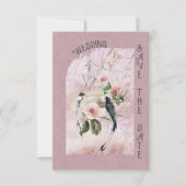 ほこりっぽいブルゴーニュ結婚ーの花と鳥 セーブザデート (正面)