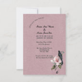 ほこりっぽいブルゴーニュ結婚ーの花と鳥 セーブザデート (裏面)