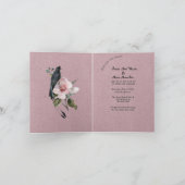 ほこりっぽいブルゴーニュ結婚ーの花と鳥 招待状 (内部)