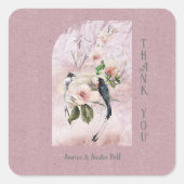 ほこりっぽいブルゴーニュ・マグノリア結婚の花々ありがとう スクエアシール (正面)