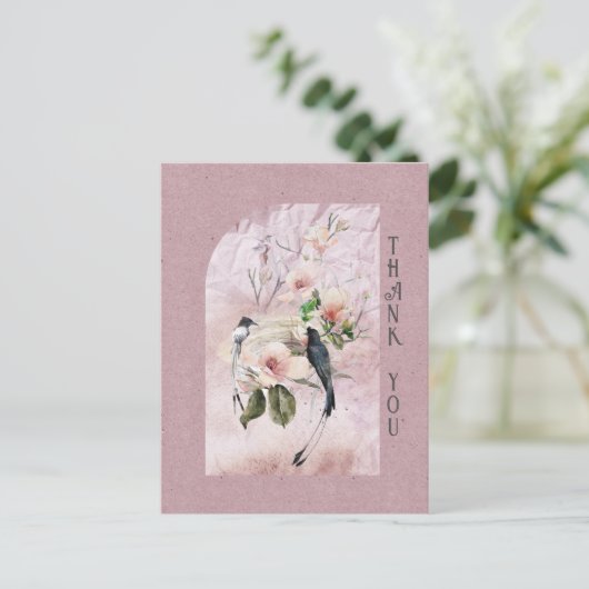 ほこりっぽいブルゴーニュ・マグノリア結婚の花々ありがとう ポストカード (スタンド正面)