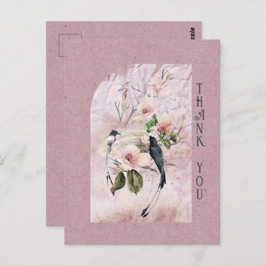 ほこりっぽいブルゴーニュ・マグノリア結婚の花々ありがとう ポストカード (正面/裏面)