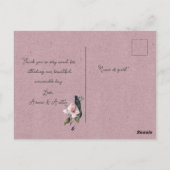 ほこりっぽいブルゴーニュ・マグノリア結婚の花々ありがとう ポストカード (裏面)