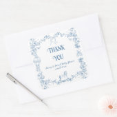 ほこりっぽいブルーお洒落フローラベビースシャワー スクエアシール (封筒)