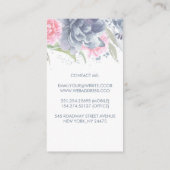 ほこりっぽいブルーとソフトピンクの水色のフローラ エレガント 名刺 (裏面)