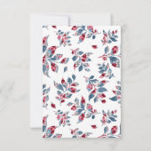 ほこりっぽいブルーとバーガンディの結婚式RSVPエンクロージャ セーブザデート (裏面)