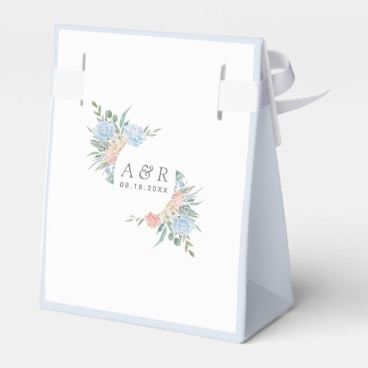 ほこりっぽいブルーとピンクのフローラ結婚ズ フェイバーボックス (裏面サイド)