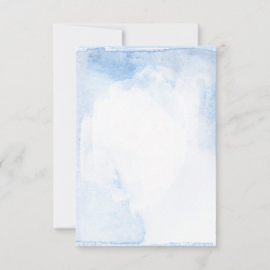 ほこりっぽいブルーとピンクのローズクォーツウェディングRSVP 出欠カード (裏面)