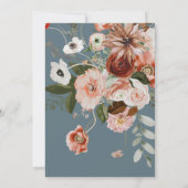 ほこりっぽいブルーとピンクフローラブライダルシャワー 招待状 (裏面)