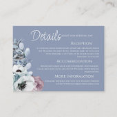ほこりっぽいブルーとピンクモダンフローラ結婚ズ エンクロージャーカード (正面)