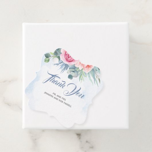 ほこりっぽいブルーとピンクモダンフローラ結婚ズ フェイバータグ (インサイチュ)