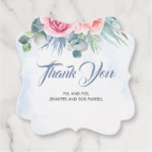 ほこりっぽいブルーとピンクモダンフローラ結婚ズ フェイバータグ (正面)