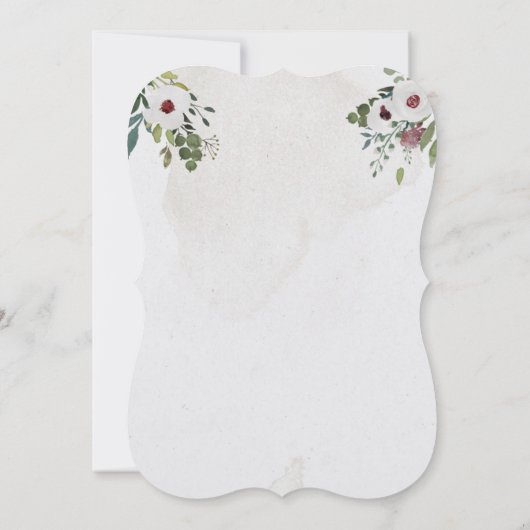 ほこりっぽいブルーとワインウォーターのカラー花模様 招待状 (裏面)