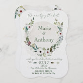 ほこりっぽいブルーとワインウォーターのカラー花模様 招待状 (正面/裏面)