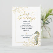 ほこりっぽいブルーと金ゴールドの海&グリーティングクリスマス シーズンカード (スタンド正面)