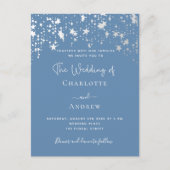 ほこりっぽいブルーのエレガントな結婚式 インビテーションポストカード (正面)