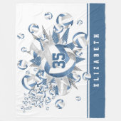 ほこりっぽいブルーのグレーバレーボールがスポーツの装飾をスター フリースブランケット (正面)