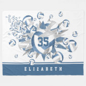 ほこりっぽいブルーのグレーバレーボールがスポーツの装飾をスター フリースブランケット (正面(横))