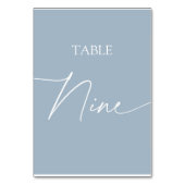 ほこりっぽいブルーのミニマルエレガントリストテーブル9 テーブルナンバー (裏面)