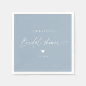 ほこりっぽいブルーのミニマルエレガントリスト書ブライダル スタンダードカクテルナプキン (正面)