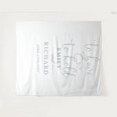 ほこりっぽいブルーの写真の背景結婚を持っている タペストリー (正面(横))